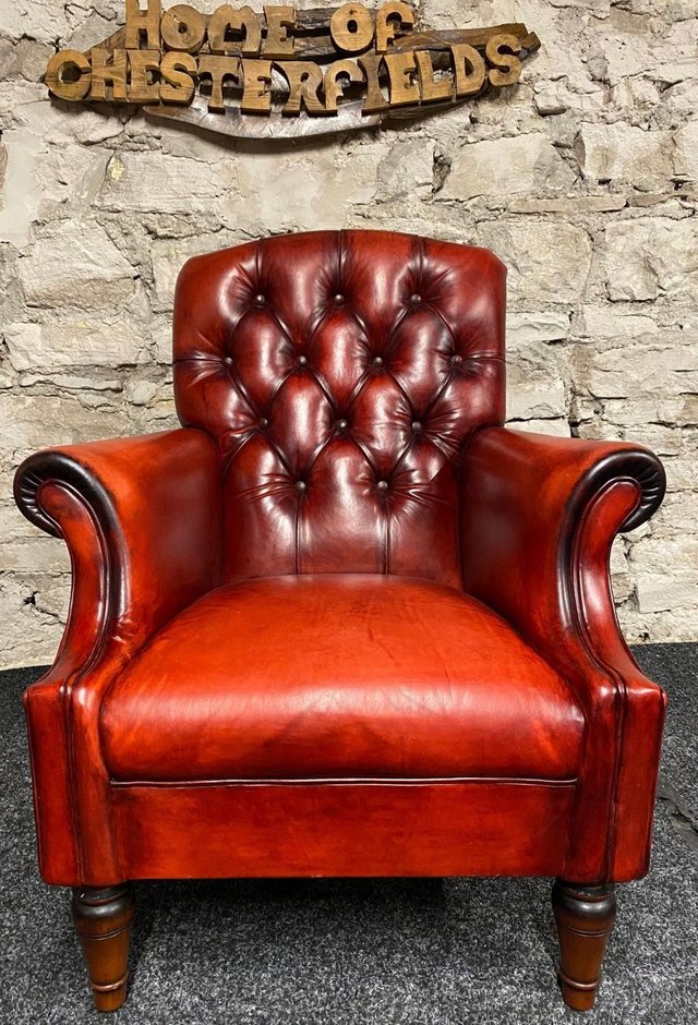 Preview of the first image of Laura Ashley Lancaster Red Leather Armchair.