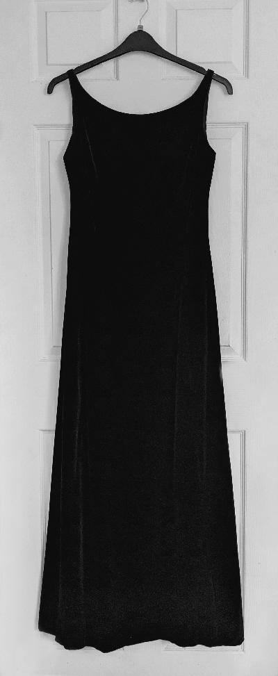 Preview of the first image of Gorgeous Ladies Black Velvet Look Evening Dress By Zara.