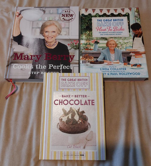 Preview of the first image of Three Mary Berry and Great British Bake Off hardback books.