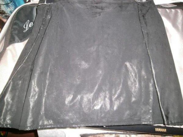 Image 2 of Matt PVC Black Mini Skirt With Zip & Buckles Plus Size