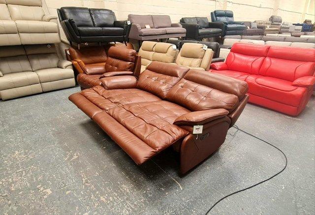 Image 2 of La-z-boy Knoxville brown leather 3 seater sofa and armchair