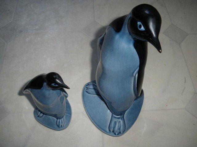 Preview of the first image of Gorgeous Pair of Poole Pottery 'BLUE' Rare Penguin Figurines.