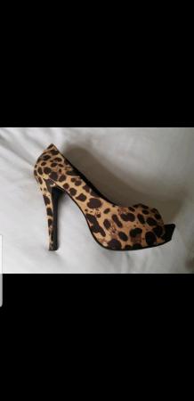 Image 2 of Ladies Leopard print peep toe size 5