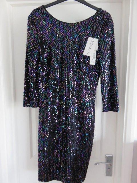 Preview of the first image of Roman sequinned dress in size14.