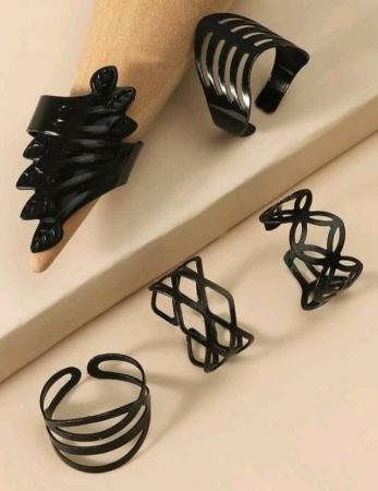 Image 1 of Jewellery - black stackable rings (5) adjustable