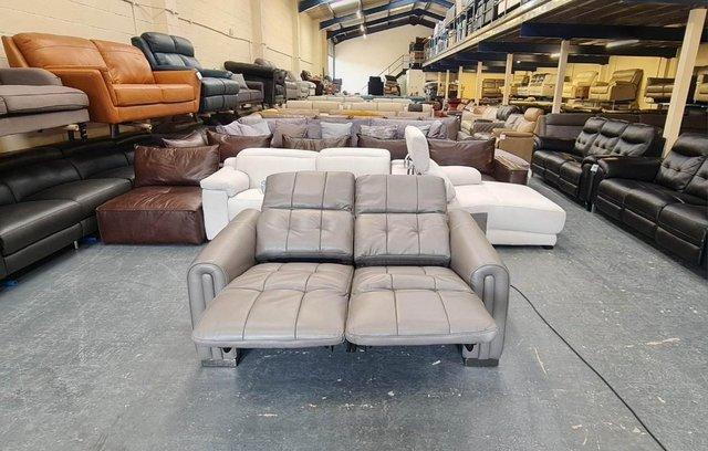 Image 3 of Alessio grey leather electric recliner 2 seater sofa