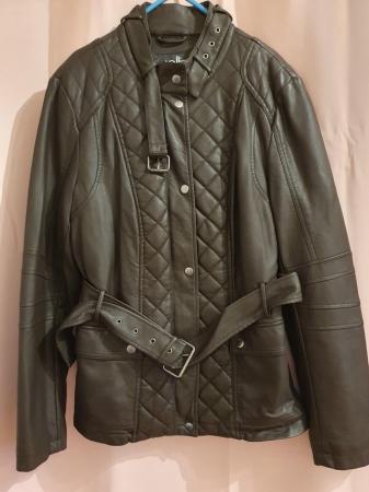 Image 2 of Wallis Brown Quilted Leather Effect Jacket Size 16