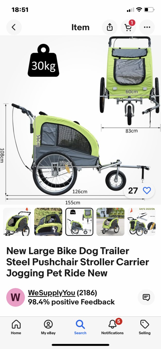 Preview of the first image of New pet trailer for bike or pushair for dogs.