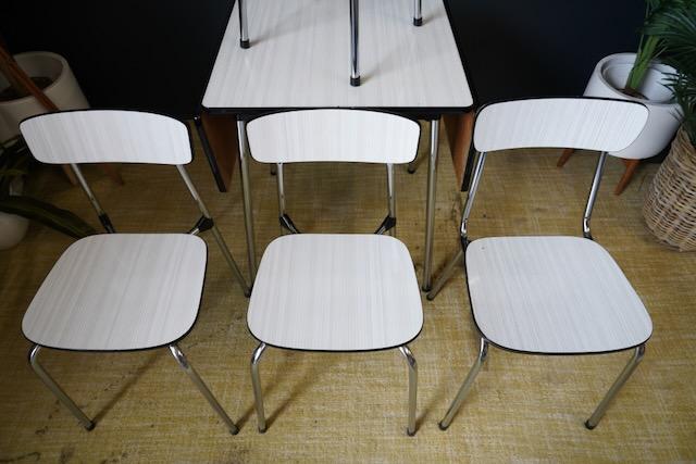 Image 9 of Mid C. Belgium TAVO Dining Set Chairs / Stool 1950s Formica