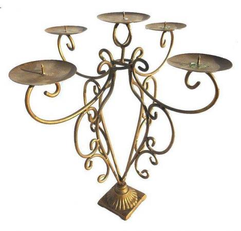 Image 3 of VINTAGE CANDELABRA, WROUGHT IRON WITH A GILDED FINISH