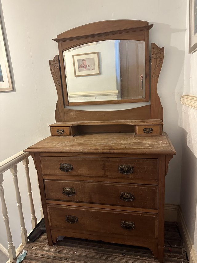 Preview of the first image of Antique pine dressing table / chest of drawers.