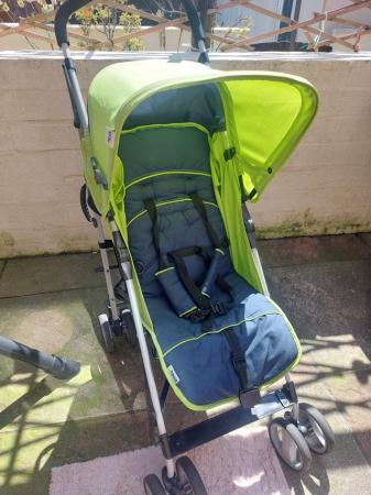 Image 3 of HAUCK ROMA LIME GREEN AND NAVY UMBRELLA BUGGY