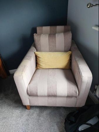 Image 2 of Next Beige Striped Armchair