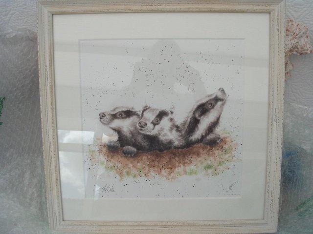 Preview of the first image of Wrendale Signed Framed Print -First Adventure Badger Cubs -.