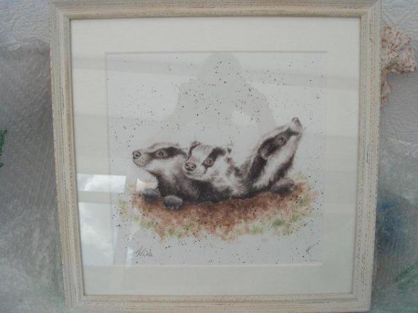 Image 1 of Wrendale Signed Framed Print -First Adventure Badger Cubs -