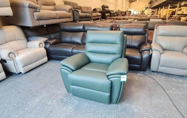 Image 10 of Winslow forest green leather electric recliner armchair