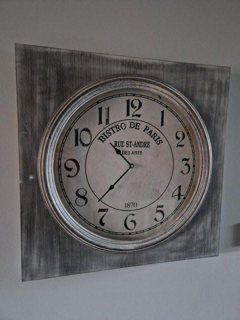 Preview of the first image of Large Square Grey Wall Clock (Wood and Glass).