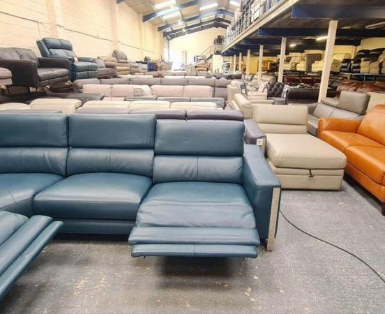 Image 13 of Torres turquoise leather electric recliner corner sofa