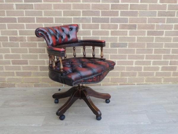 Image 4 of Dark Ox Blood Fully Buttoned Captains Chair (UK Delivery)