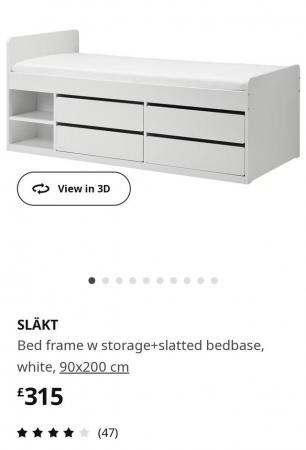 Image 2 of Ikea slakt, single white bed