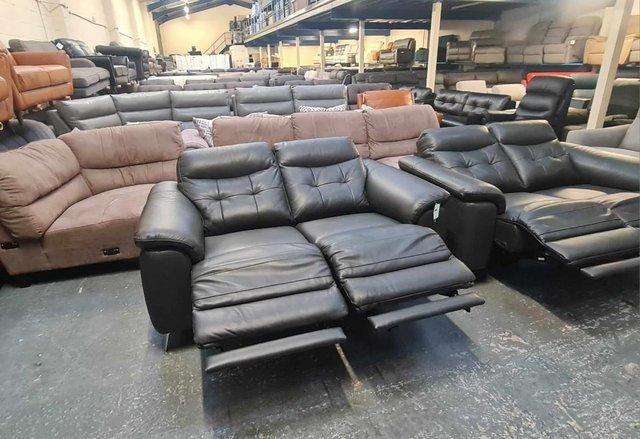 Image 13 of La-z-boy Sloane grey leather recliner 2x2 seater sofas