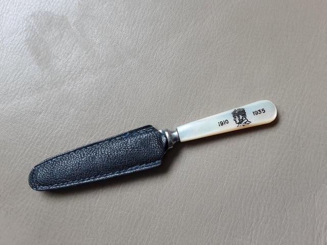 Preview of the first image of George V Silver Jubilee Fruit Knife and Pouch.