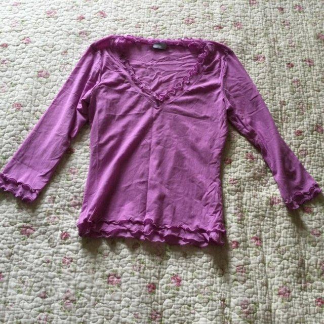 Preview of the first image of Size 10 Bruised Pink OASIS Double Layer Stretch Chiffon Top.