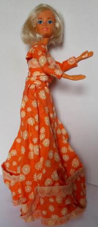 Image 3 of 1990,s DOLL by LUCKY in ORANGE DRESS 30 cm tall