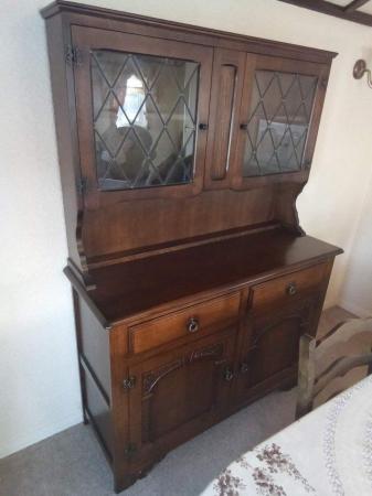 Image 3 of Dark Wood Welsh Dresser with Two Drawers and Two Cupboards