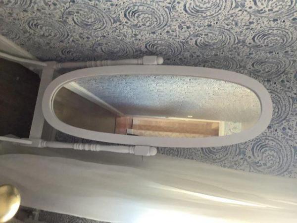 Image 1 of White free standing mirror moveable