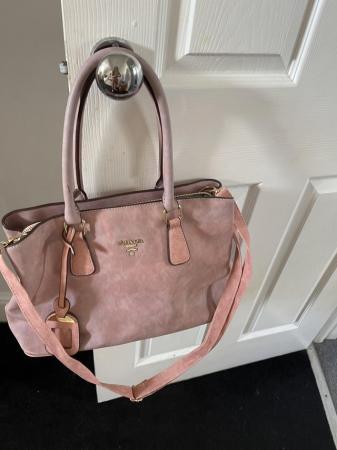 Image 1 of Pink handbag shoulder strap zipped pockets fully lined