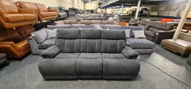 Image 6 of La-z-boy Empire Austin Ash fabric recliner 3 seater sofa