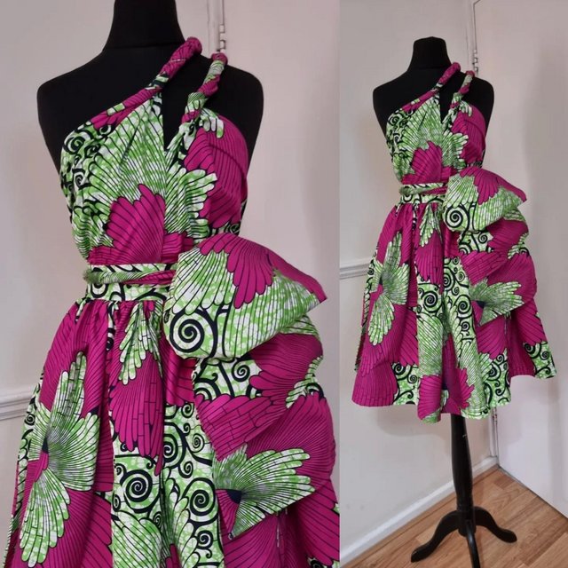 Preview of the first image of African Ankara Infinity Wrap Dress.