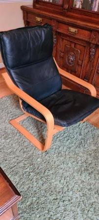 Image 1 of Leather and beech wood chair, lovely condition