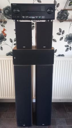 Image 1 of Bowers & Wilkins surround speakers with amp and stands