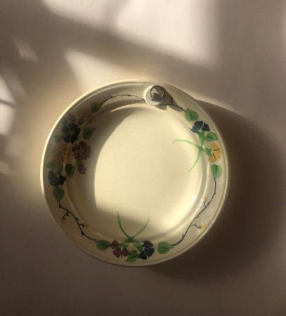 Image 3 of Vintage Crescent child’s ceramic plate warmer, floral