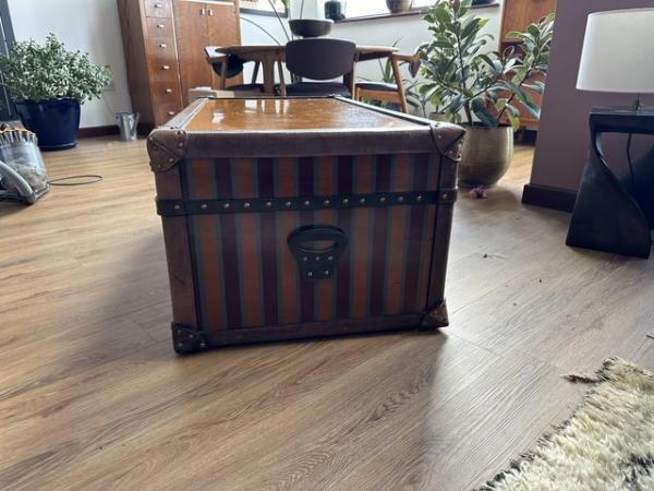 Image 2 of Rustic Solid wood and Leather bound handmade trunk