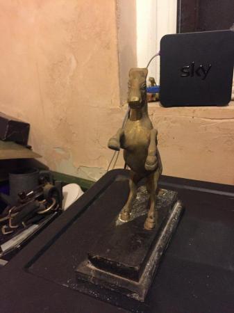Image 2 of Brass figurine of rearing horse on marble base