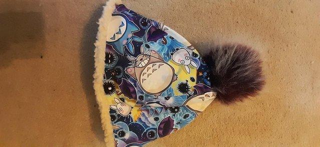 Image 1 of Unique hand sewn "My Neighbour Totoro" bobble hat, fleece-li
