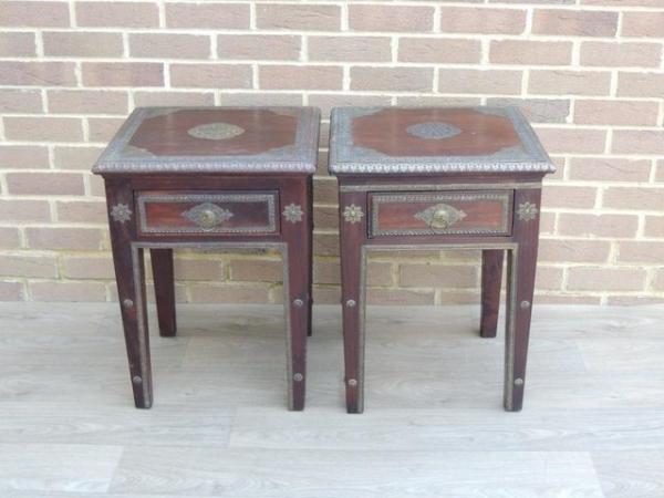 Image 3 of Pair of Indian Bedside Tables (UK Delivery)