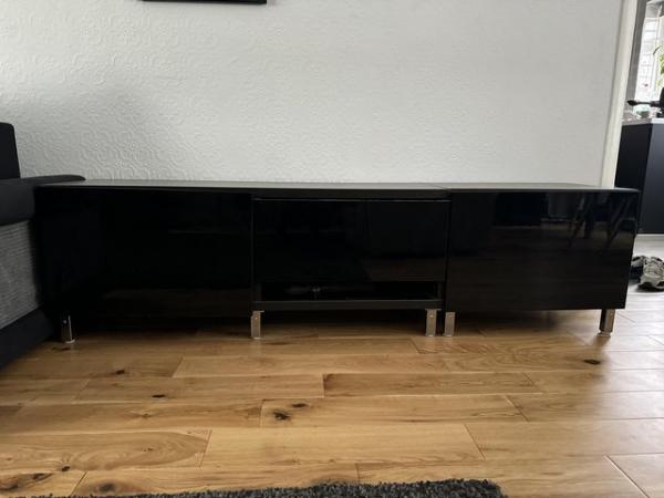 Image 1 of Black high gloss tv cabinet