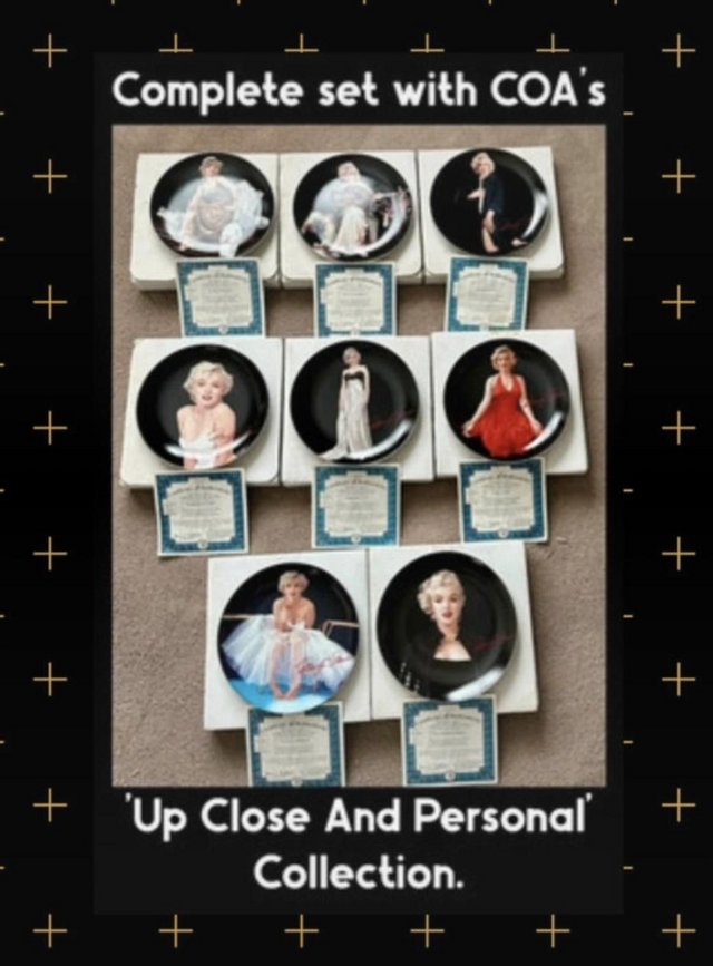 Marilyn Monroe UP CLOSE AND PERSONAL plate collection. COA’s
