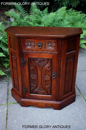 Image 54 of OLD CHARM TUDOR OAK CANTED HALL TABLE CABINET CUPBOARD STAND