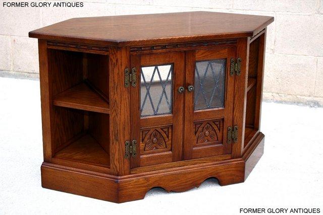 Image 60 of AN OLD CHARM LIGHT OAK CORNER TV DVD CD CABINET STAND TABLE