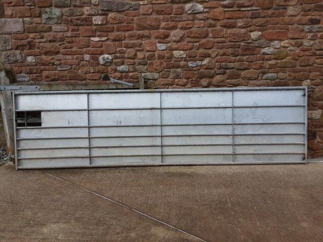 Preview of the first image of 14 ft galvanised field gate, covered with galvanised sheet.