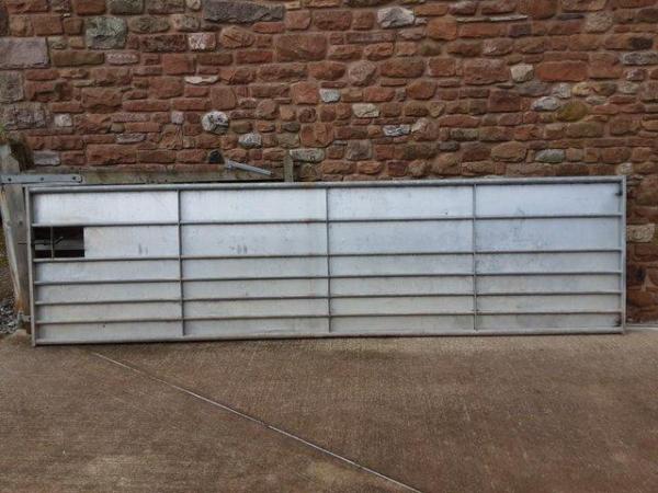 Image 1 of 14 ft galvanised field gate, covered with galvanised sheet