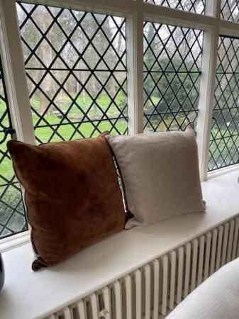 Image 3 of Vintage suede and linen cushions