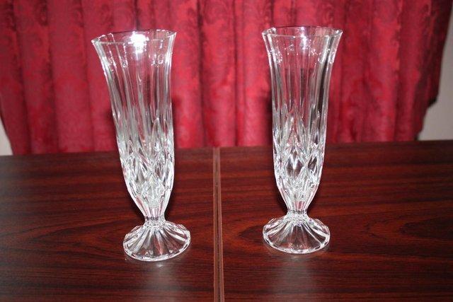 Image 1 of Two crystal cut bud vases