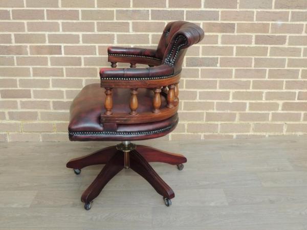 Image 8 of Vintage Ox Blood Captains Chesterfield Chair (UK Delivery)