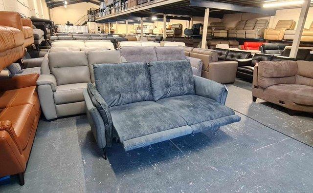 Image 10 of Bolzano blue fabric electric recliner 2 seater sofa